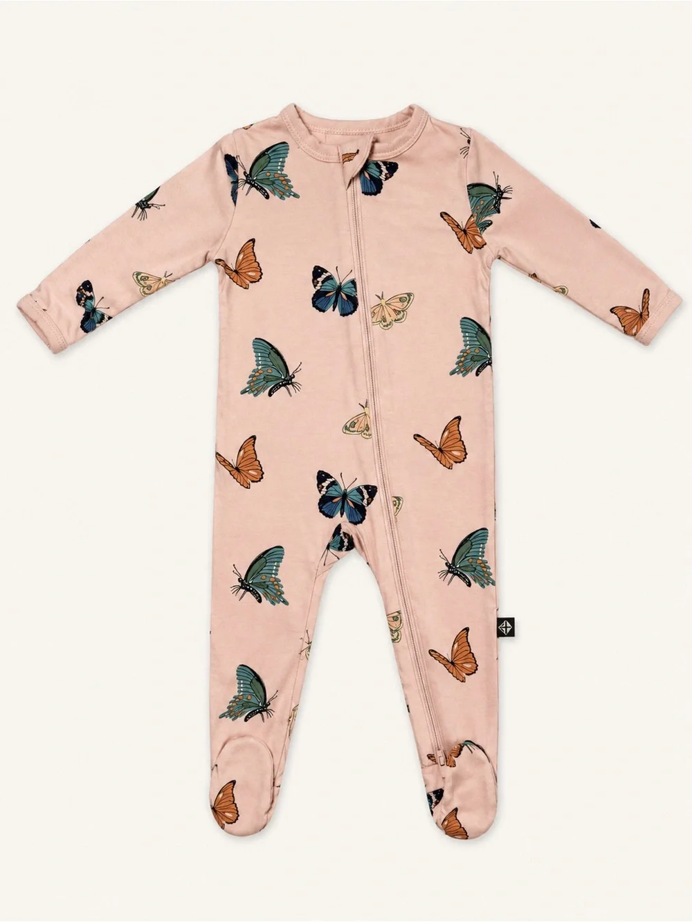 Kyte BABY Blush Butterfly Zippered Footie | 3–6 Months